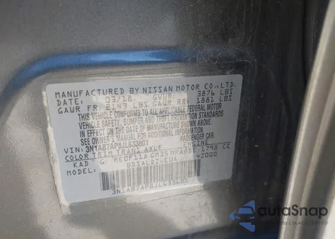 2018 Nissan Sentra Sv из США, поврежденный, VIN 3N1AB7AP8JL633601